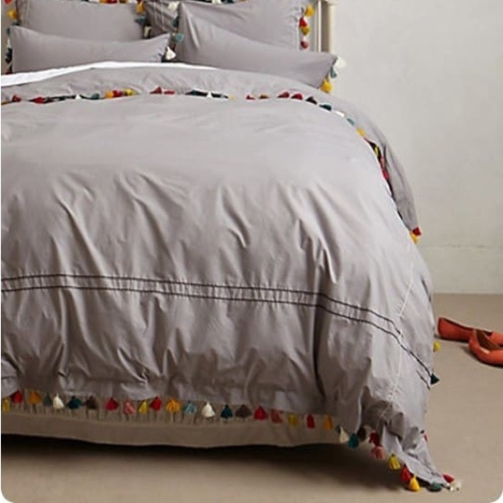 rare anthropologie lindi fringe duvet cover
